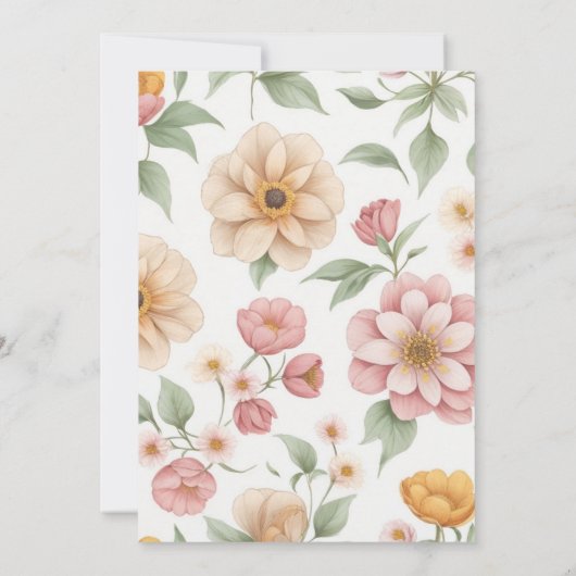 chique lichte roze tuin bloemenverjaardag kaart (Achterkant)