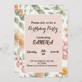 chique lichte roze tuin bloemenverjaardag kaart (Voorkant / Achterkant)