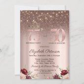 Chique Lichten, Bourgogne Glitter, Roos Gold 75th Kaart (Voorkant)