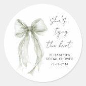 Chique lichtgroene strik waterverf bruidsdouche ronde sticker (Voorkant)