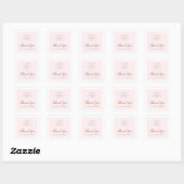 Chique lichtroze aangepaste logo bedankt vierkante sticker (Vel)
