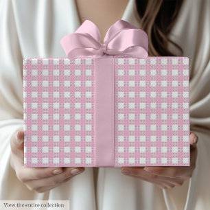 Chique lichtroze geruite verjaardagscadeauverpakki cadeaupapier