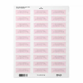 Chique lichtroze minimalistische retouradreslabels etiket (Full Sheet)