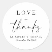 Chique liefde en Bedankt bruiloft Ronde Sticker (Voorkant)