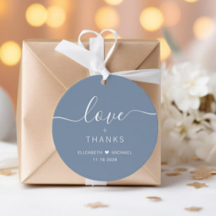 Chique Liefde En Dank Stofblauw Huwelijk Bedankjes Labels
