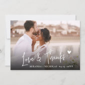 Chique Liefde en Dankbaar Hart Script 2 Foto Huwel Bedankkaart (Voorkant)