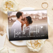 Chique Liefde en Dankbaar Hart Script 2 Foto Huwel Bedankkaart