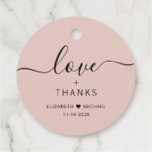 Chique Liefde En Dankbaarheid Blos Roze Huwelijk Bedankjes Labels (Achterkant)