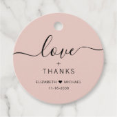 Chique Liefde En Dankbaarheid Blos Roze Huwelijk Bedankjes Labels (Voorkant)