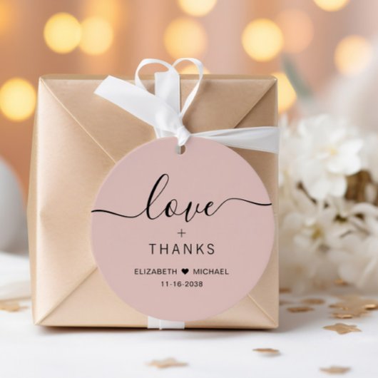 Chique Liefde En Dankbaarheid Blos Roze Huwelijk Bedankjes Labels
