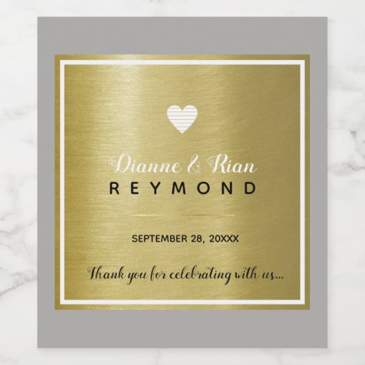 Chique liefde hart goud classy & elegante bruiloft wijn etiket (Enkel label)
