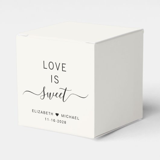 Chique liefde is zoete crème bruiloft bedankdoosjes (Voorkant Zijde)