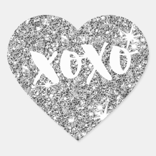 CHIQUE LIEFDE XOXO HART moderne faux zilver glitte Sticker (Voorkant)