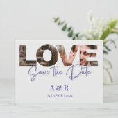 Chique liefdesbrieven foto uitsnijden Save the Dat Date (Staand voorkant)