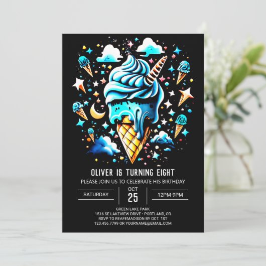 Chique lieve jongens jongen ijs verjaardag kaart (Staand voorkant)