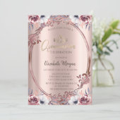 Chique Lijst Boho Flowers Quinceañera Kaart (Staand voorkant)