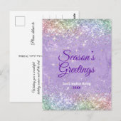 Chique lila paarse faux glitter Kerst nieuwjaar Briefkaart (Voorkant / Achterkant)