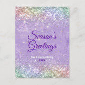 Chique lila paarse faux glitter Kerst nieuwjaar Briefkaart (Voorkant)