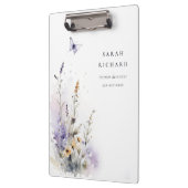 Chique Lila Paarse Wildflower Vlinder Waterverf Klembord (Links)
