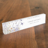 Chique Lila Paarse Wildflower Vlinder Waterverf Naambordje (Zijkant)