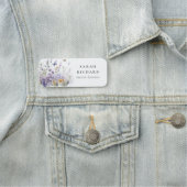 Chique Lila Paarse Wildflower Vlinder Waterverf Naamplaatje (In situ)