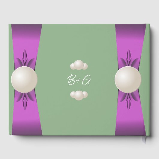 Chique Lila & Sage Pearl Lint Bruiloft Gastenboek (Achterkant)