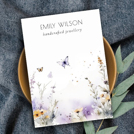 Chique Lila Wildflower Blank Logo Sieraden Display Visitekaartje