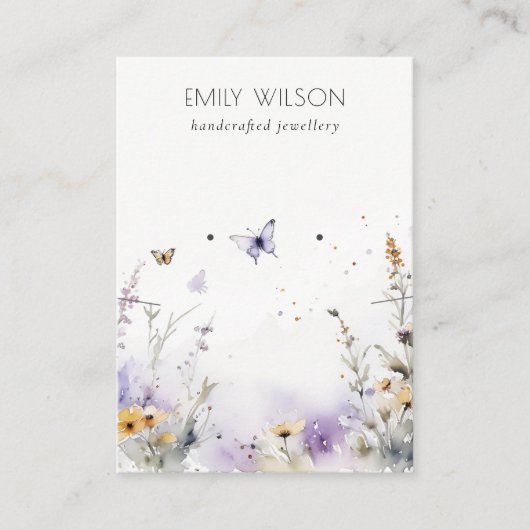 Chique Lila Wildflower Ketting Oorbel Display Visitekaartje (Voorkant)