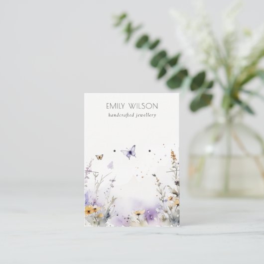 Chique Lila Wildflower Ketting Oorbel Display Visitekaartje (Staand voorkant)