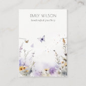 Chique Lila Wildflower Vlinder Ketting Display Visitekaartje (Voorkant)