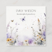 Chique Lila Wildflower Vlinder Oorbel Display Vierkante Visitekaartje (Voorkant)