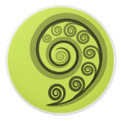 Chique Limoen-Green Curly Swirls Keramische knop (Voorkant)
