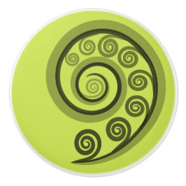 Chique Limoen-Green Curly Swirls Keramische knop