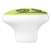 Chique Limoen-Green Curly Swirls Keramische knop (Zijkant)