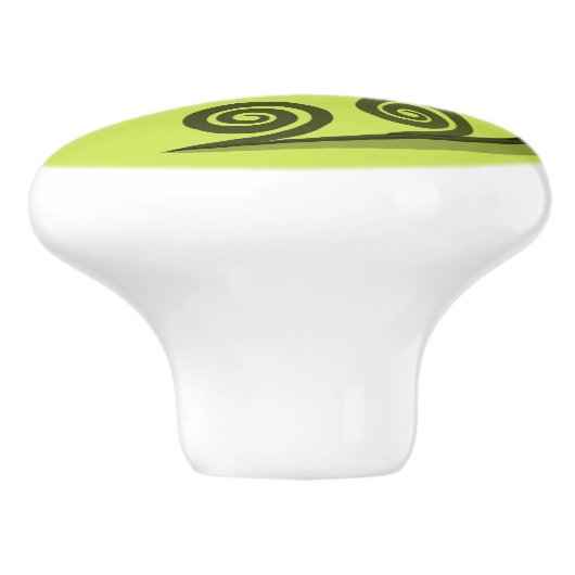 Chique Limoen-Green Curly Swirls Keramische knop (Zijkant)