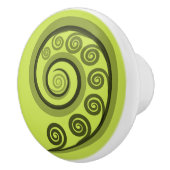 Chique Limoen-Green Curly Swirls Keramische knop (Rechts)