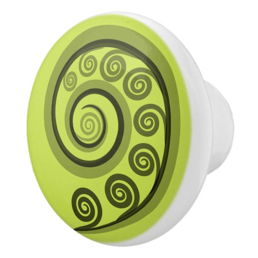 Chique Limoen-Green Curly Swirls Keramische knop (Rechts)