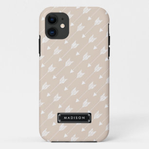 Chique linnen beige tribalen pijlen gepersonalisee Case-Mate iPhone case