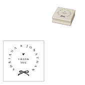 Chique linten ronde elegante trouw huwelijkskaartj rubberstempel (Gestempeld)