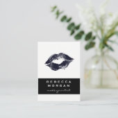 Chique Lipstick Blauwe Kus Visitekaartje (Staand voorkant)