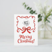 Chique Logo Rode Kerst Bedrijfs Lint Script Briefkaart (Staand voorkant)