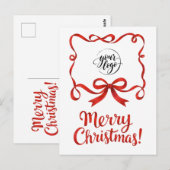 Chique Logo Rode Kerst Bedrijfs Lint Script Briefkaart (Voorkant / Achterkant)