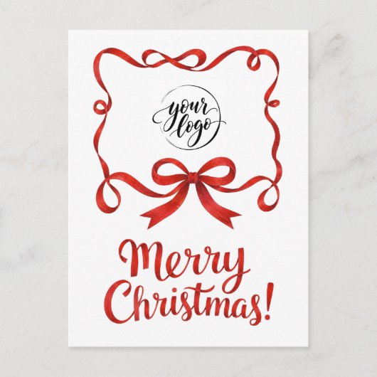 Chique Logo Rode Kerst Bedrijfs Lint Script Briefkaart (Voorkant)