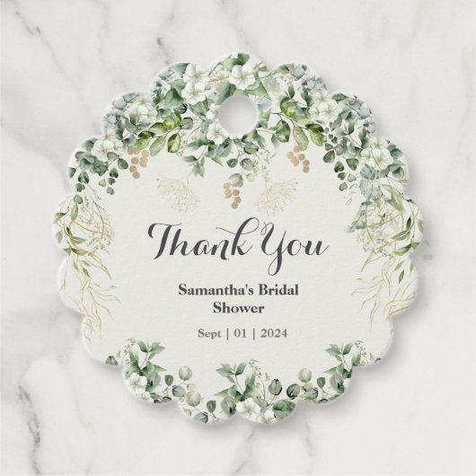 Chique Loof Weelderigheid: Botanische Trouw Favor  Bedankjes Labels (Voorkant)