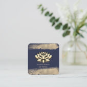 Chique Lotus Bloem Faux Gouden Penseelstreek Vierkante Visitekaartje (Staand voorkant)