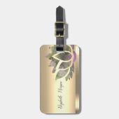 Chique Lotus Bloem Goud Bagagelabel (Voorkant verticaal)