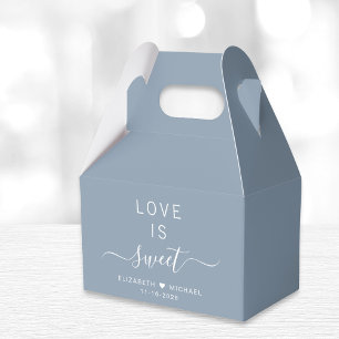 Chique Love Is Sweet Stofblauwe Trouw Bedankdoosjes