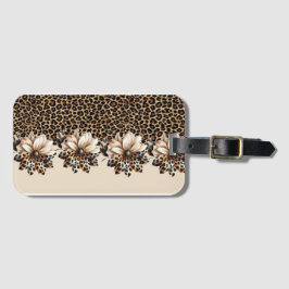 Chique Luipaard Dierprint & Bloemen Bagagelabel