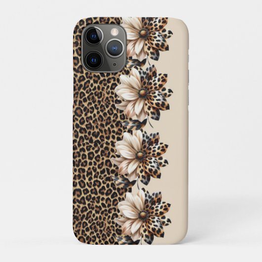 Chique Luipaard Dierprint & Bloemen Case-Mate iPhone Case (Achterkant)