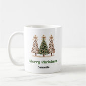Chique Luipaard Kerstbomen Custom Naam Mok (Links)